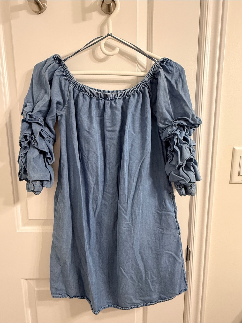 Zara Denim Ruffle Sleeve Women's dress XS